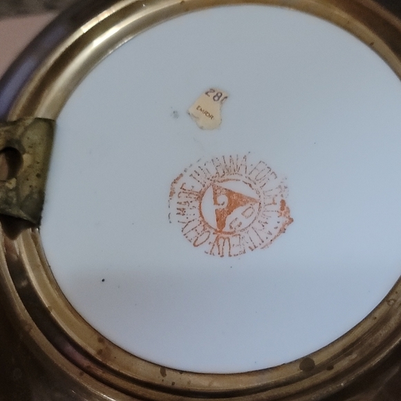 Vintage Wall decor cloisonne dish tobacco leaf ceramic w gold foil back - Picture 4 of 4